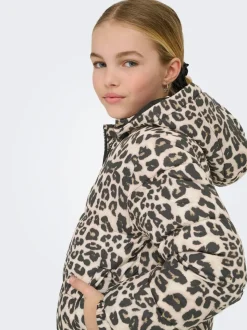 ONLY KIDS Leopard Print Puffer Brown Coat