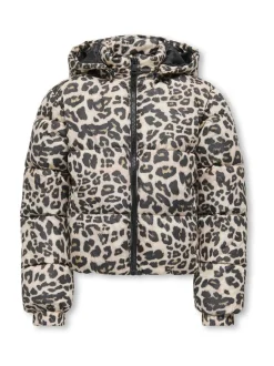 ONLY KIDS Leopard Print Puffer Brown Coat