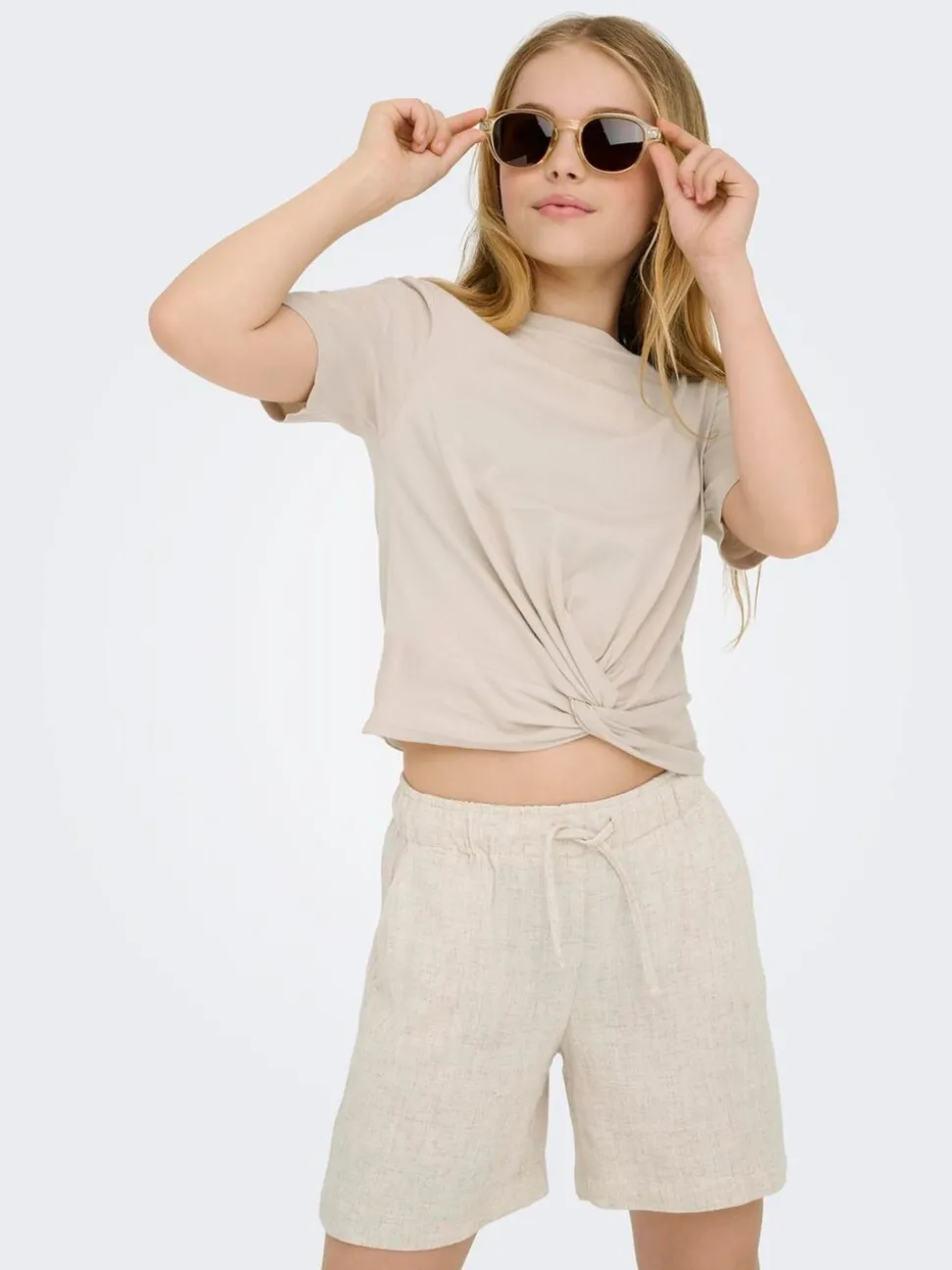 ONLY KIDS Natural Linen Blend Shorts