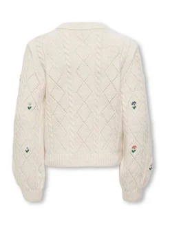 ONLY KIDS Round Neck Flower White Jumper