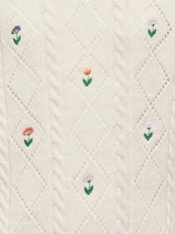 ONLY KIDS Round Neck Flower White Jumper