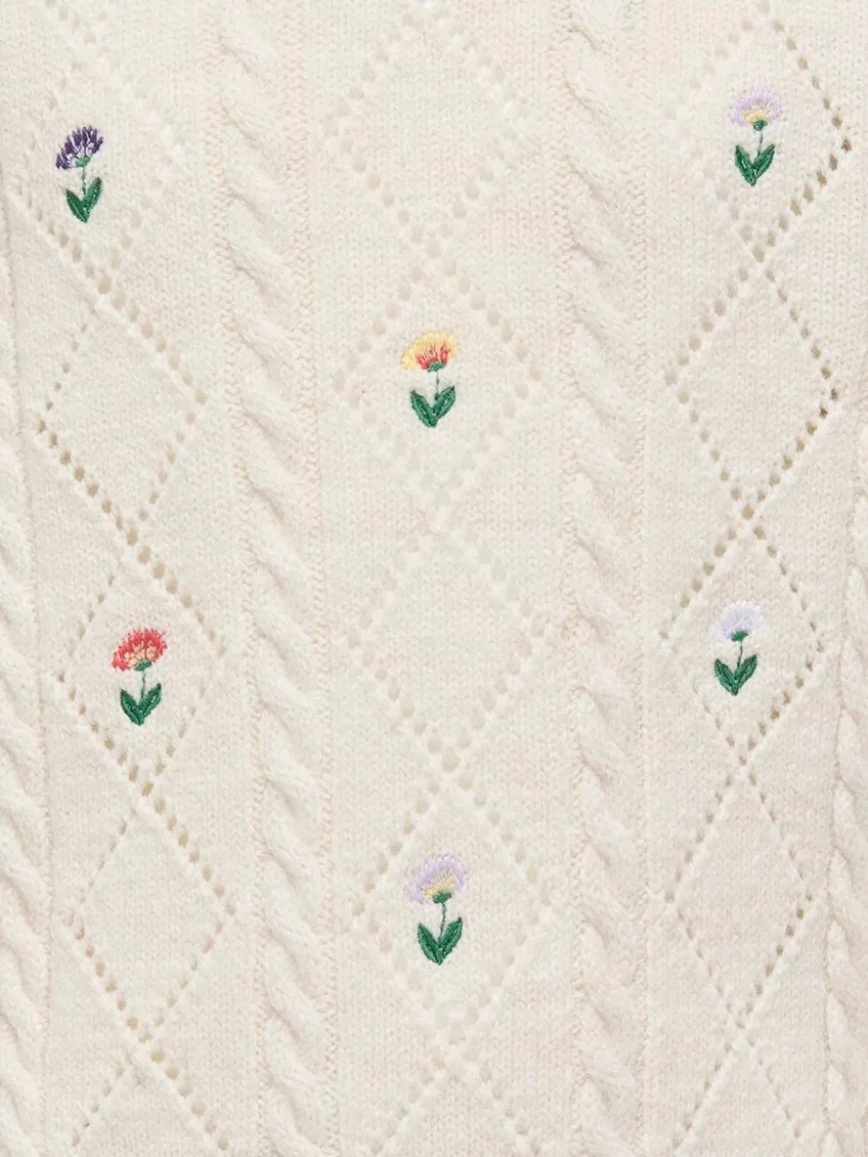 ONLY KIDS Round Neck Flower White Jumper