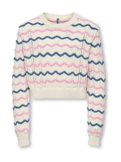 ONLY KIDS Round Neck Stripe White Jumper