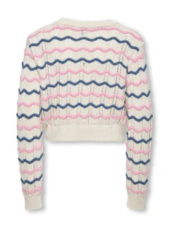 ONLY KIDS Round Neck Stripe White Jumper