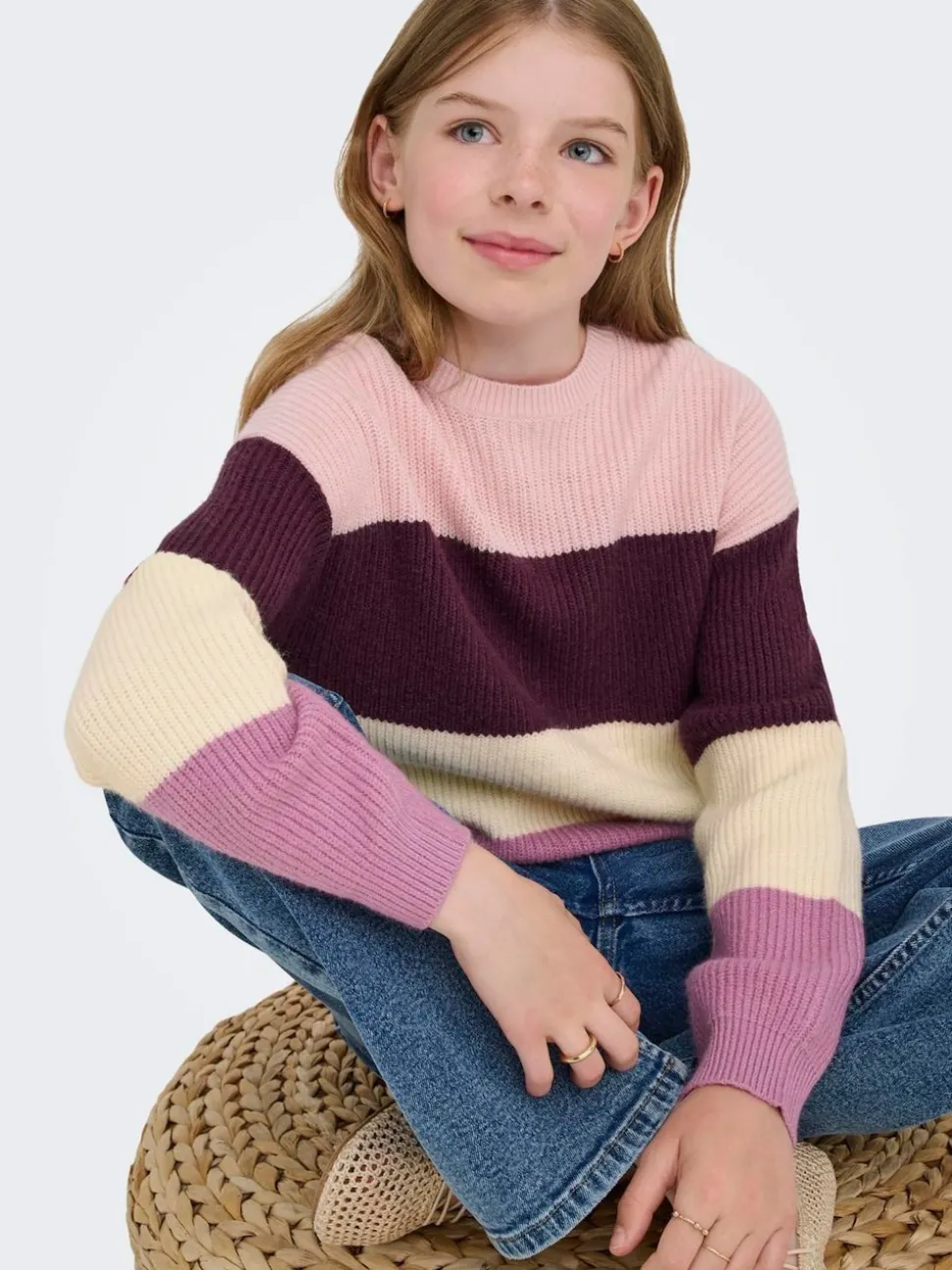 ONLY KIDS Striped Knitted Purple Jumper