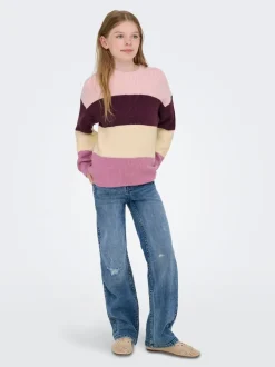 ONLY KIDS Striped Knitted Purple Jumper