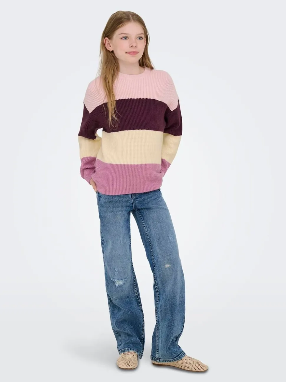ONLY KIDS Striped Knitted Purple Jumper