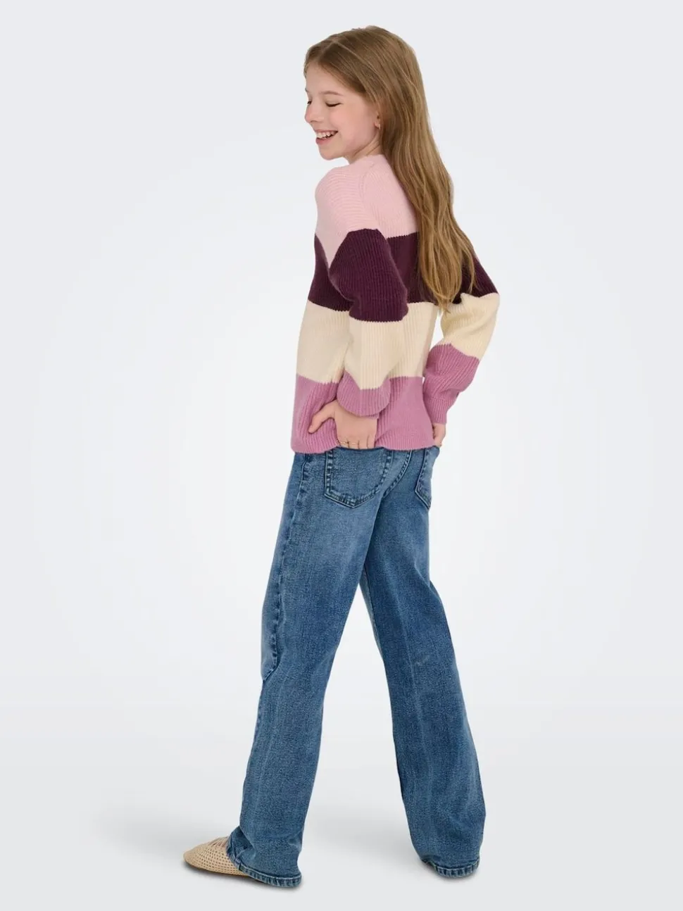 ONLY KIDS Striped Knitted Purple Jumper