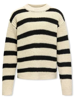 ONLY KIDS Stripe Long Sleeve White Jumper