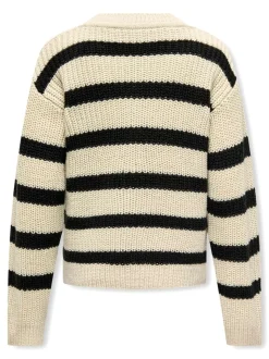 ONLY KIDS Stripe Long Sleeve White Jumper