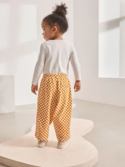 Orange Checkerboard Barrel Leg Trousers (3mths-7yrs)