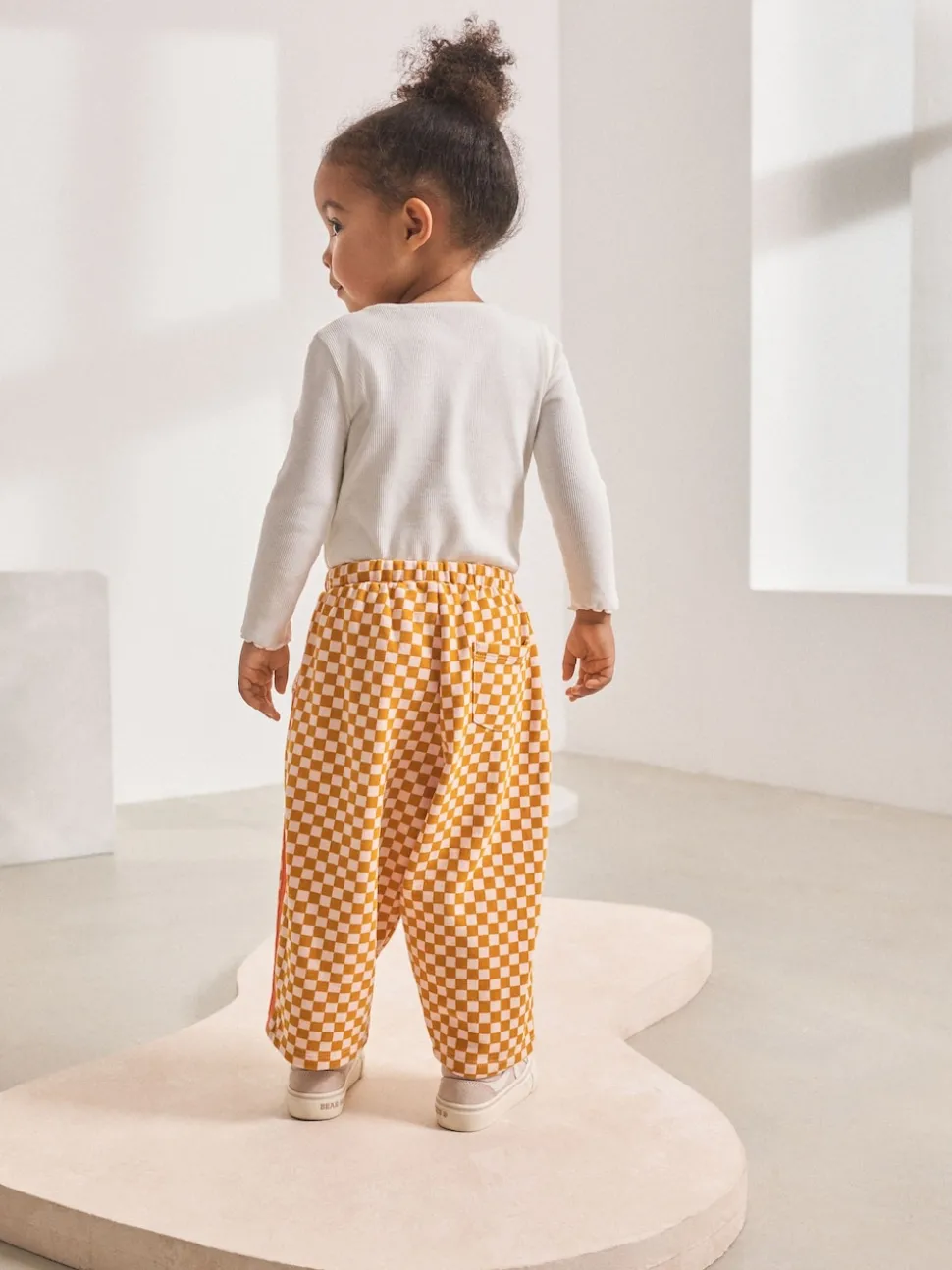 Orange Checkerboard Barrel Leg Trousers (3mths-7yrs)