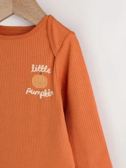 Orange Baby Long Sleeve Halloween Bodysuit and Hat Set