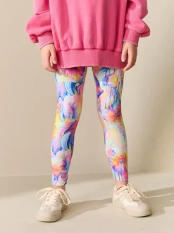 Orange/Blue Floral Leggings (3-16yrs)