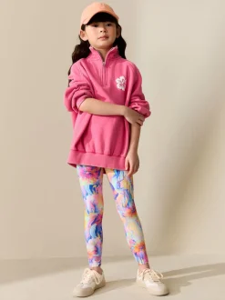 Orange/Blue Floral Leggings (3-16yrs)
