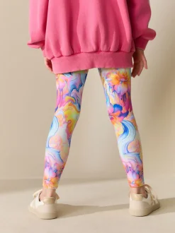 Orange/Blue Floral Leggings (3-16yrs)