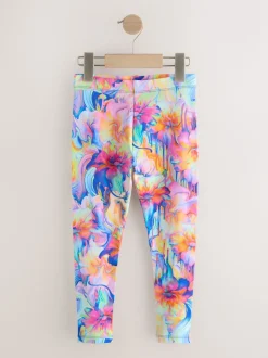 Orange/Blue Floral Leggings (3-16yrs)