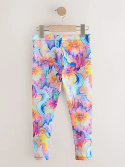 Orange/Blue Floral Leggings (3-16yrs)