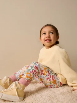 Orange Ditsy Floral Ribbed Leggings (3mths-7yrs)