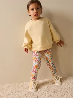 Orange Ditsy Floral Ribbed Leggings (3mths-7yrs)