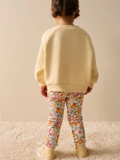 Orange Ditsy Floral Ribbed Leggings (3mths-7yrs)