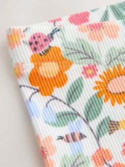 Orange Ditsy Floral Ribbed Leggings (3mths-7yrs)