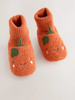 Orange Pumpkin Baby Sock Top Boots (0-18mths)