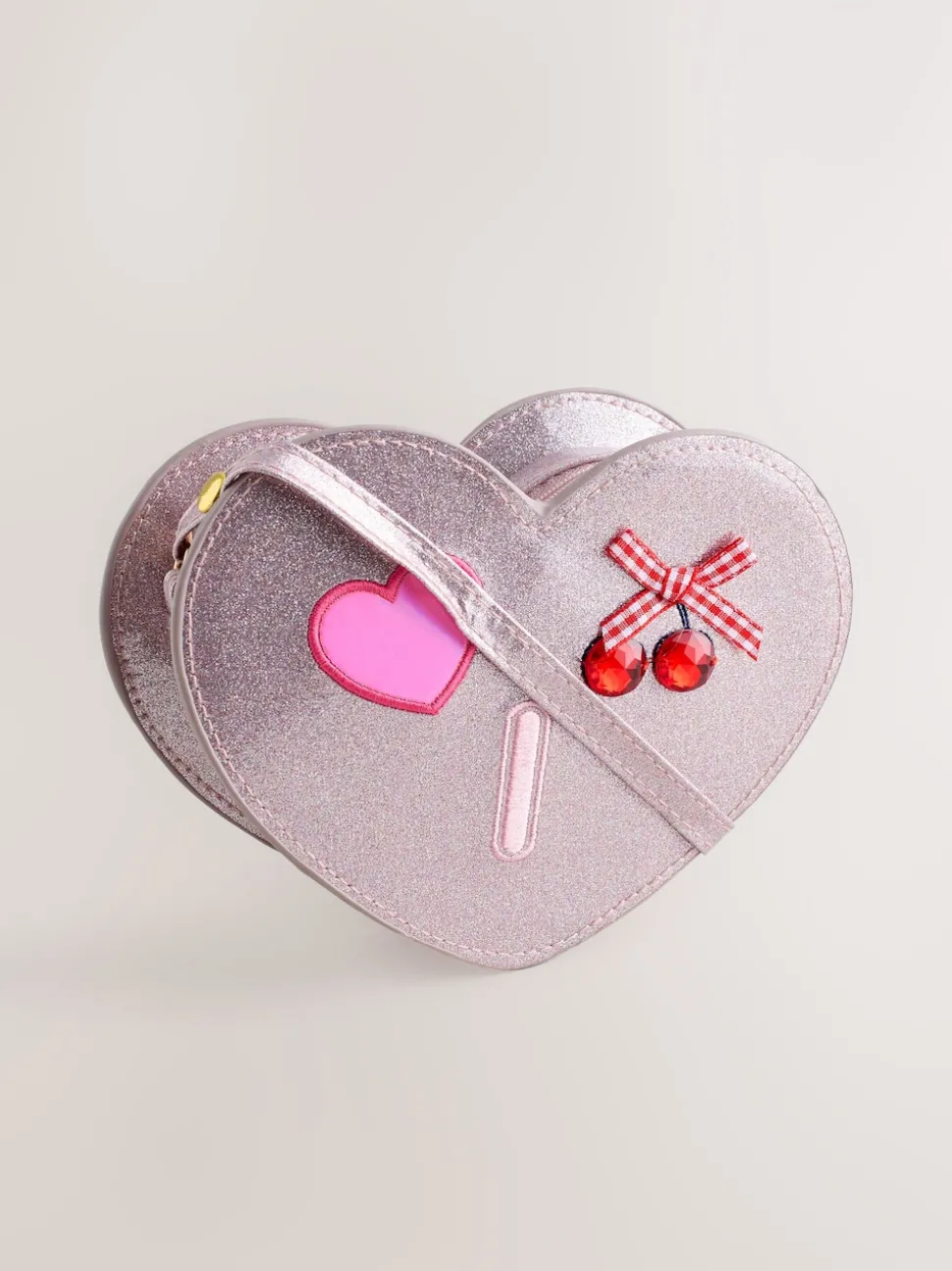 Pale Pink/ Metallic Gem Heart Initial Bag