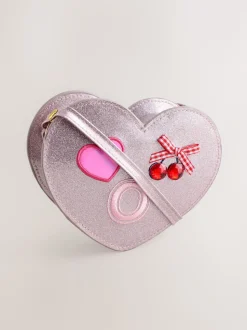 Pale Pink/ Metallic Gem Heart Initial Bag