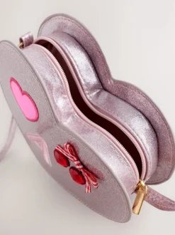 Pale Pink/ Metallic Gem Heart Initial Bag