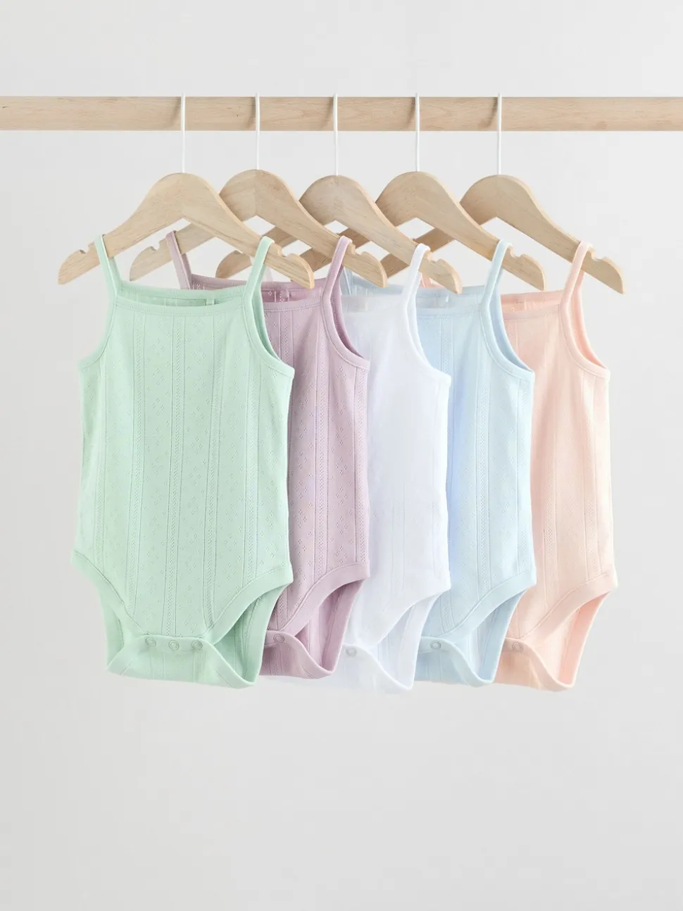 Pastel 5 Pack Vest Pointelle Baby Bodysuits