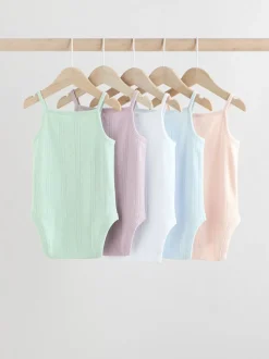 Pastel 5 Pack Vest Pointelle Baby Bodysuits