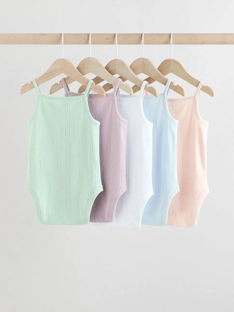 Pastel 5 Pack Vest Pointelle Baby Bodysuits