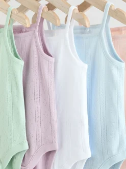 Pastel 5 Pack Vest Pointelle Baby Bodysuits