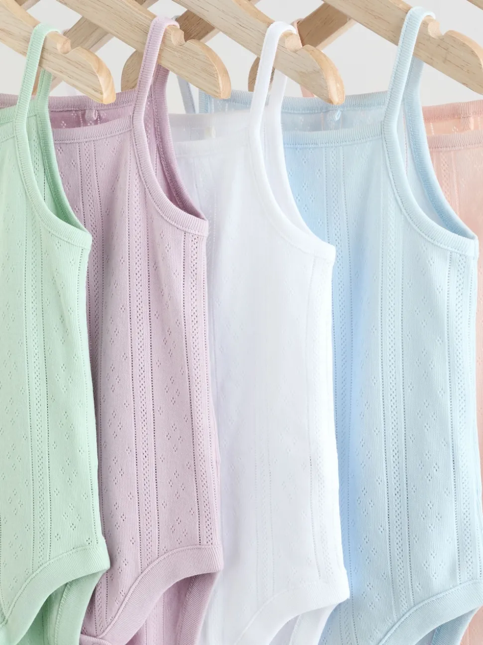Pastel 5 Pack Vest Pointelle Baby Bodysuits