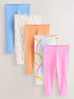 Pastel Rainbow Ribbed Leggings 5 Pack (3mths-7yrs)