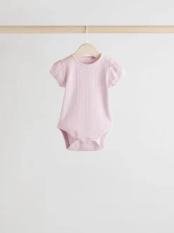 Pastels 5 Pack Short Sleeve Pointelle Baby Bodysuits