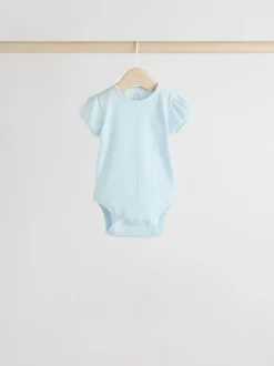 Pastels 5 Pack Short Sleeve Pointelle Baby Bodysuits