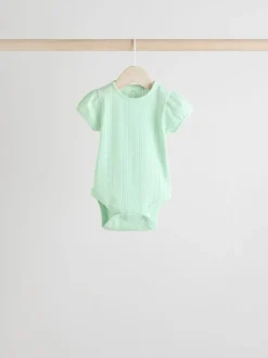 Pastels 5 Pack Short Sleeve Pointelle Baby Bodysuits