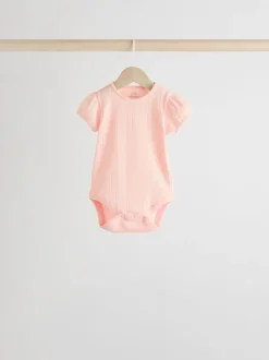 Pastels 5 Pack Short Sleeve Pointelle Baby Bodysuits