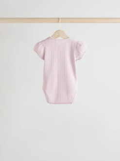 Pastels 5 Pack Short Sleeve Pointelle Baby Bodysuits