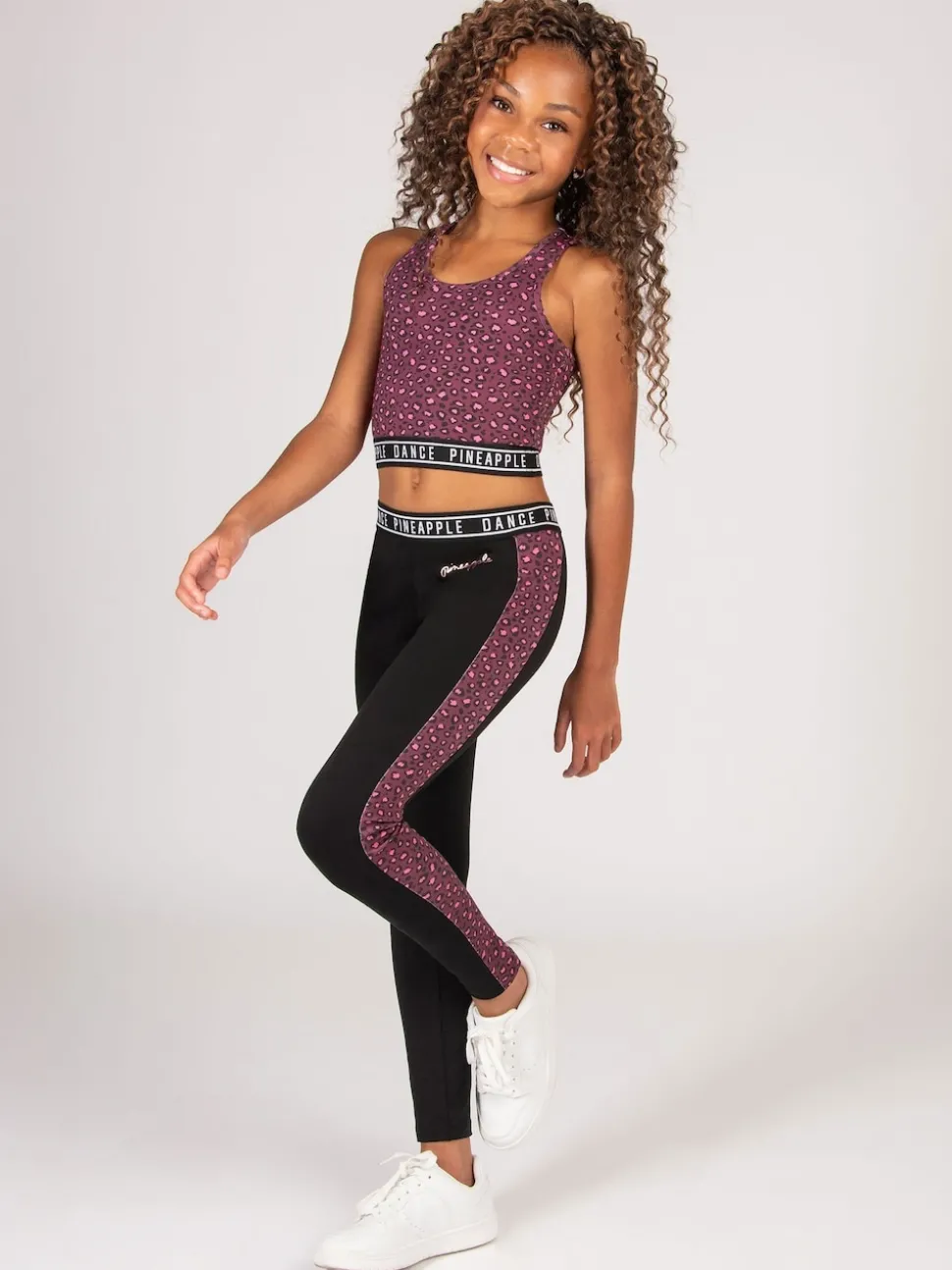 Pineapple Animal Girls Leopard Print Midi Crop Top