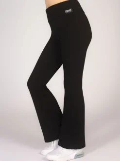 Pineapple Black Foldover Waistband Girls Jersey Flare Trousers