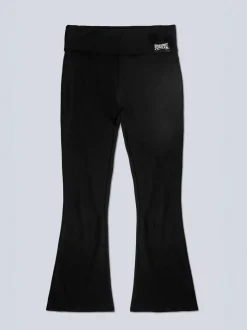 Pineapple Black Foldover Waistband Girls Jersey Flare Trousers