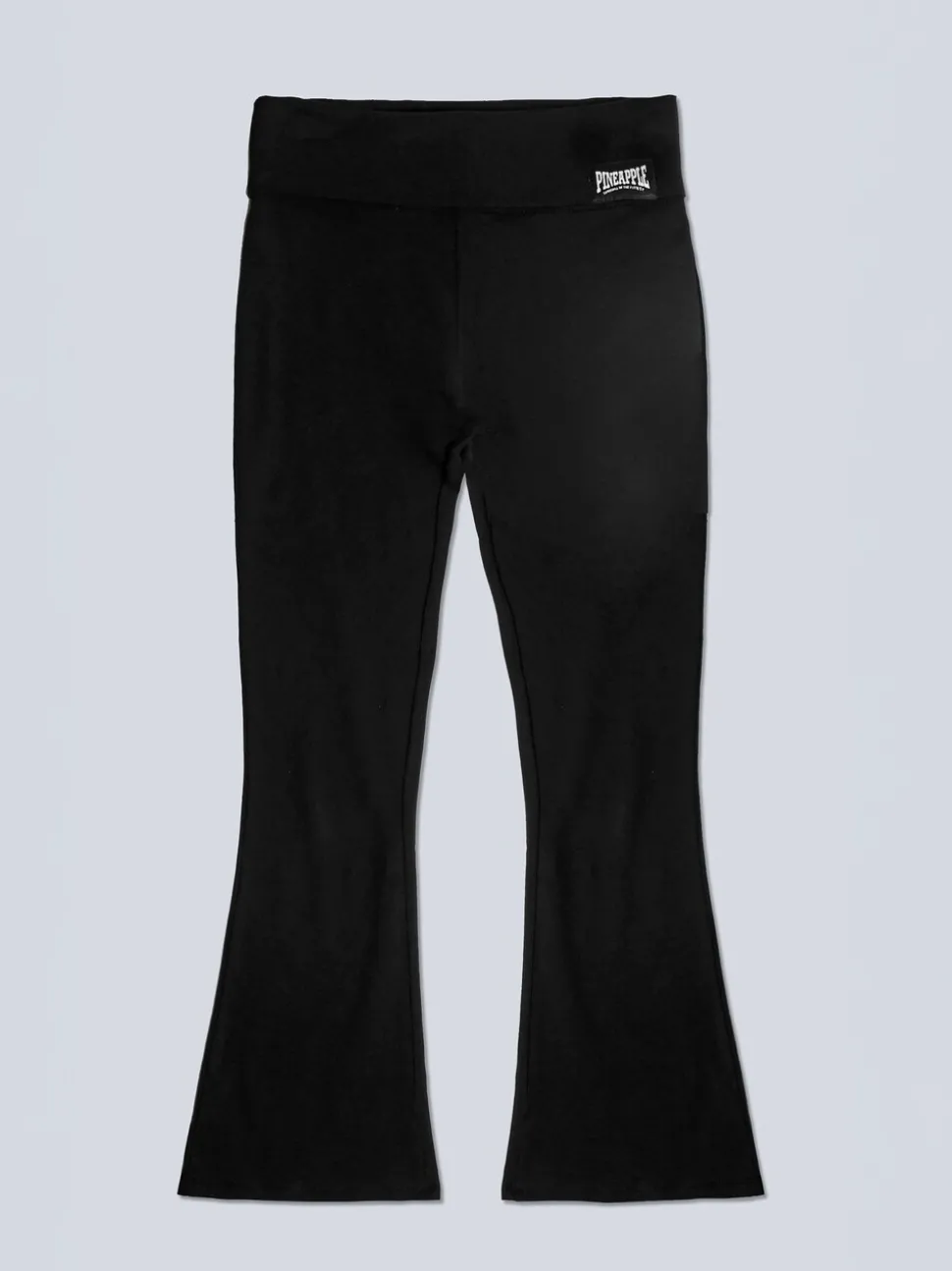 Pineapple Black Foldover Waistband Girls Jersey Flare Trousers