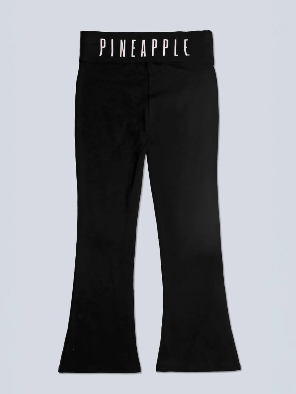 Pineapple Black Foldover Waistband Girls Jersey Flare Trousers