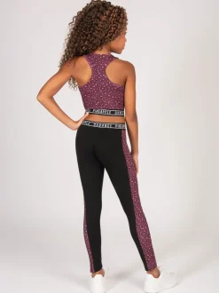 Pineapple Black Girls Leopard Print Panel Leggings