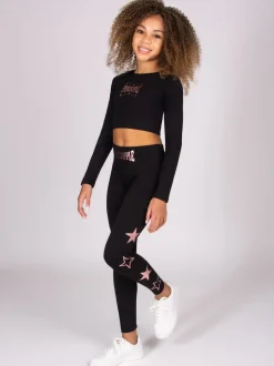 Pineapple Black Girls Raglan Long Sleeve Crop Top