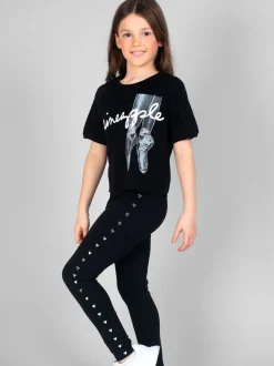 Pineapple Black Heart Stud Leggings
