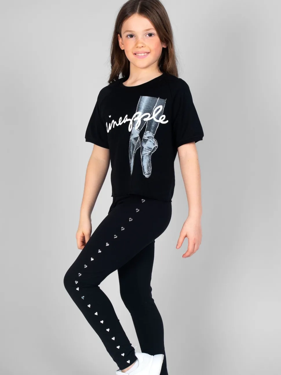 Pineapple Black Heart Stud Leggings